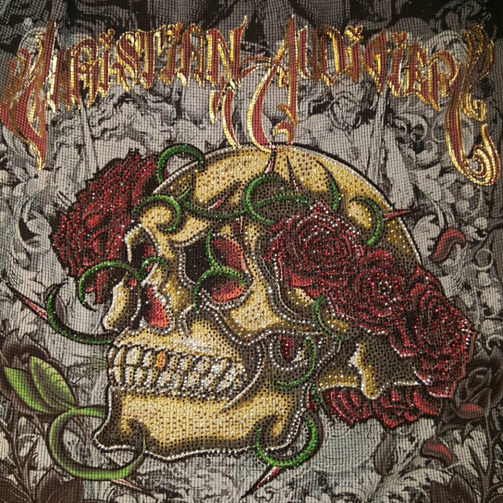christian Audigier size Medium. Skull and roses.